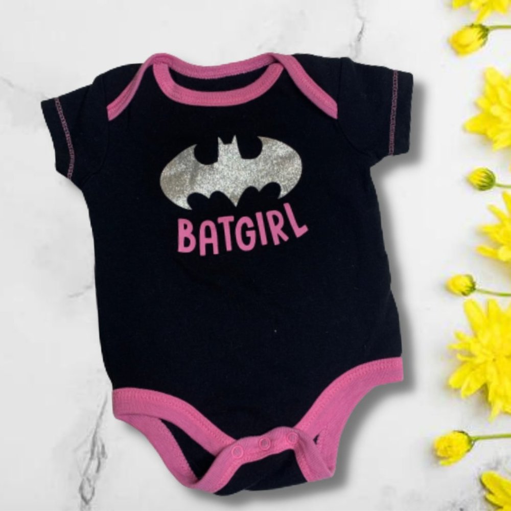 Batman Batgirl One Piece Toddler Shirt size Black and Pink newborn